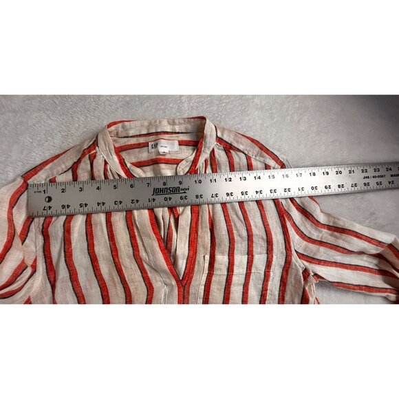 Gap Womens 100% Linen Striped Long Sleeve Blouse Top Small Red & White NWOT - Picture 5 of 7